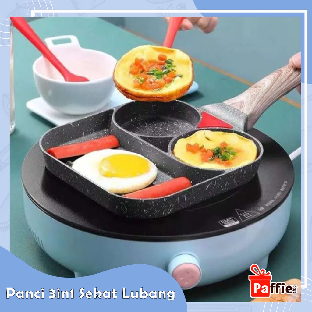 Panci 3in1 Sekat  3 Lubang Frying Pan Teflon Peralatan Masak Dapur Wajan