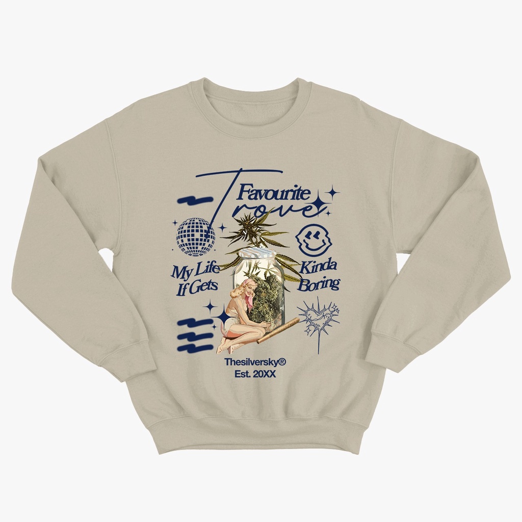 Thesilversky Trove Font Blue Crewneck Sweater Premium ( Bisa Request Warna)