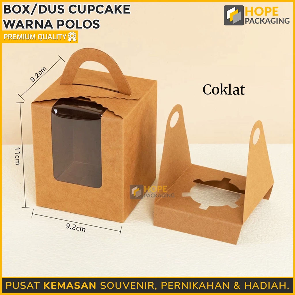 Box / Dus Cupcake + Tatakan / Kotak dengan Jendela / Cake Kraft Kotak Kemasan pesta kotak kue polos