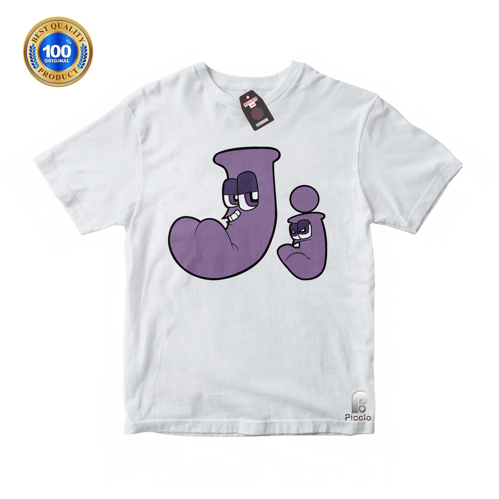 BAJU ANAK KAOS ATASAN ANAK HURUF J ALPHABET LORE UNISEX Bahan COTTUN (FREE NAMA)