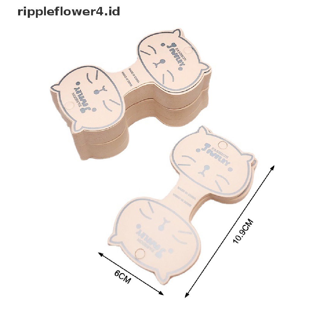 {rippleflower4.id} 50pcs Kertas Kraft Wajah Kucing Packing Tag Kartu Handmade Rambut Perhiasan Display Cap~