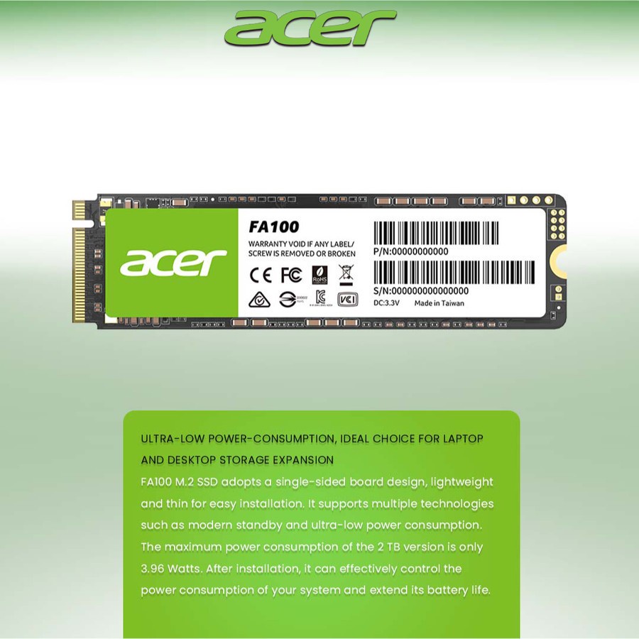 Acer FA100 SSD M.2 NVME 256GB