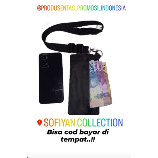 Tas HP kalung leher pria wanita/dompet kartu waterproof