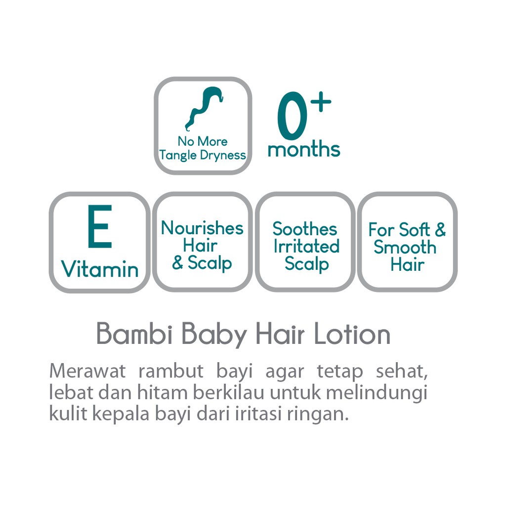 Bambi Baby Hair Lotion All Variant - Vitamin Minyak Rambut Untuk Melembutkan dan Menebalkan Rambut Bayi