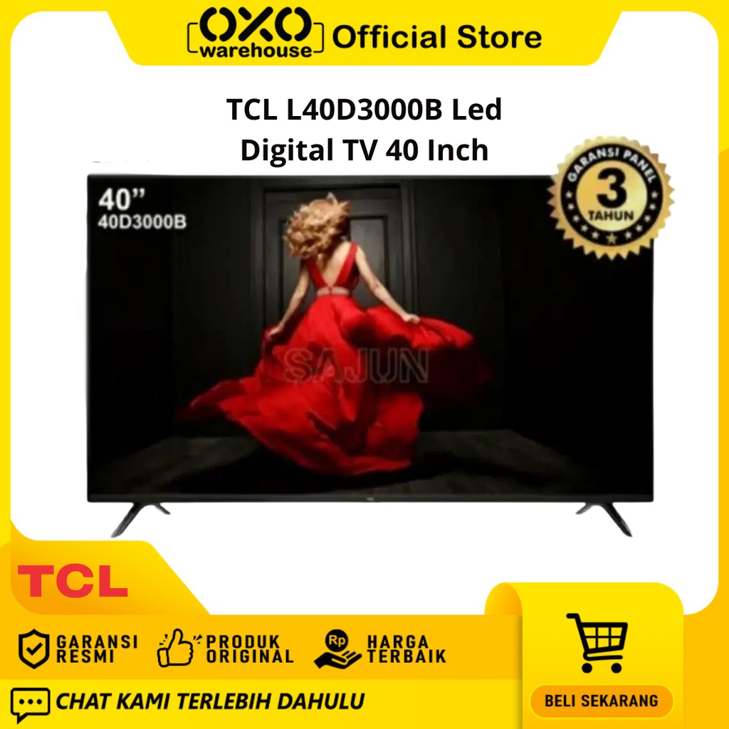 TCL TV LED DIGITAL L40D3000B 40 inch Low Watt Garansi Resmi