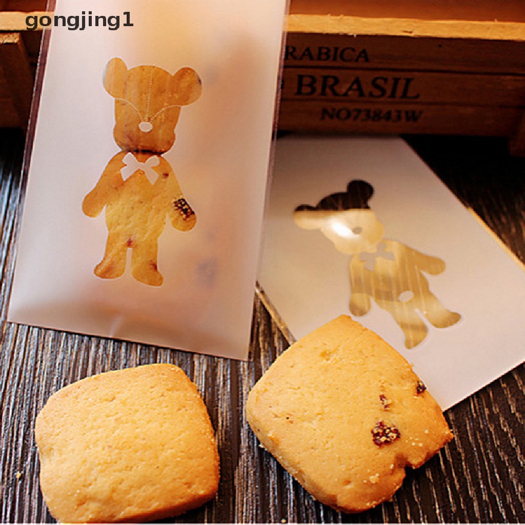 Ggg 100pcs Bear Candy Cookies Biskuit Baking Packaging Bag Perekat Diri Pernikahan ID