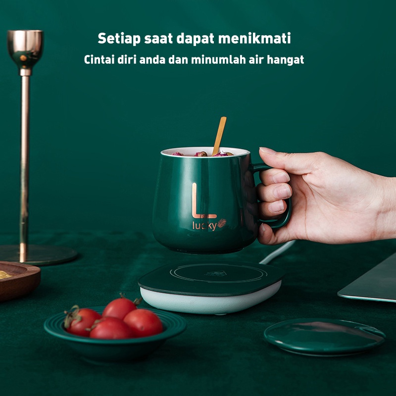 Holiven Gelas Set Keramik Pemanas / Mug Cangkir Elektik Dengan Pemanas