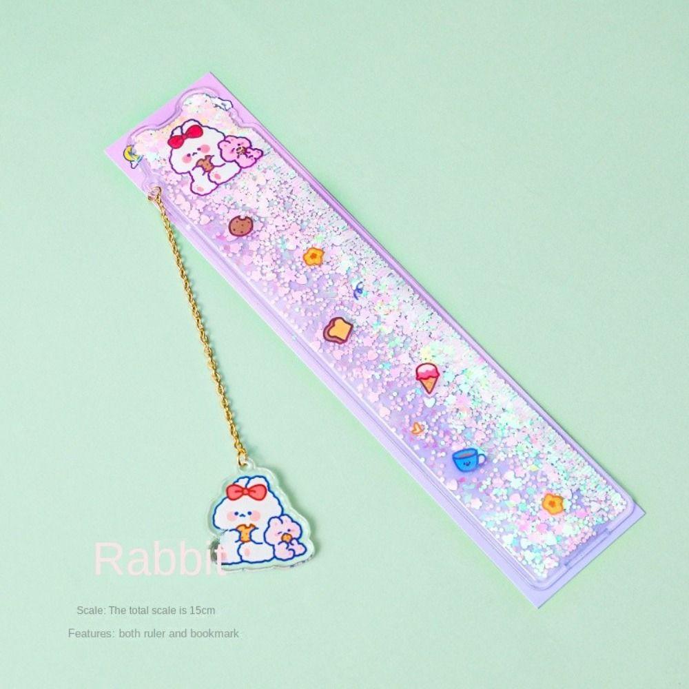 [Elegan] Pasir Apung Bookmark Penggaris Kawaii Multifungsi Kantor Siswa Sekolah Beruang Pembagi Penguasa