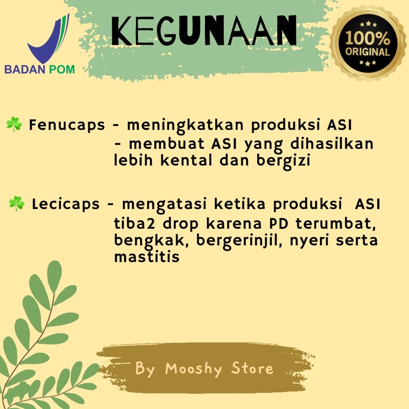 (READY) Fenucaps Plus Pelancar ASI ( ASI BOOSTER) Ecer @10 pcs dan LECICAPS ECER PER capsul 10.000