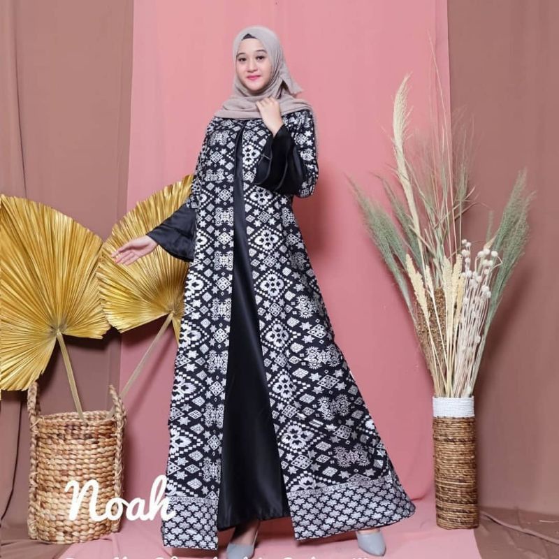 NK BATIK GAMIS SYARI MADINAH JUMBO HITAM ABU ABU