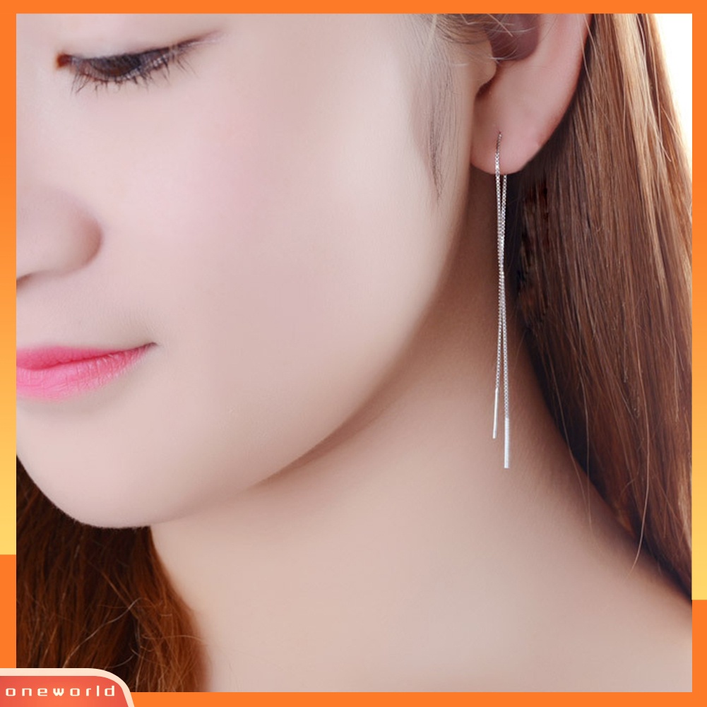 [WONE] 1pc Fashion Wanita Panjang Linear Rantai Menjuntai Garis Telinga Threader Anting Perhiasan