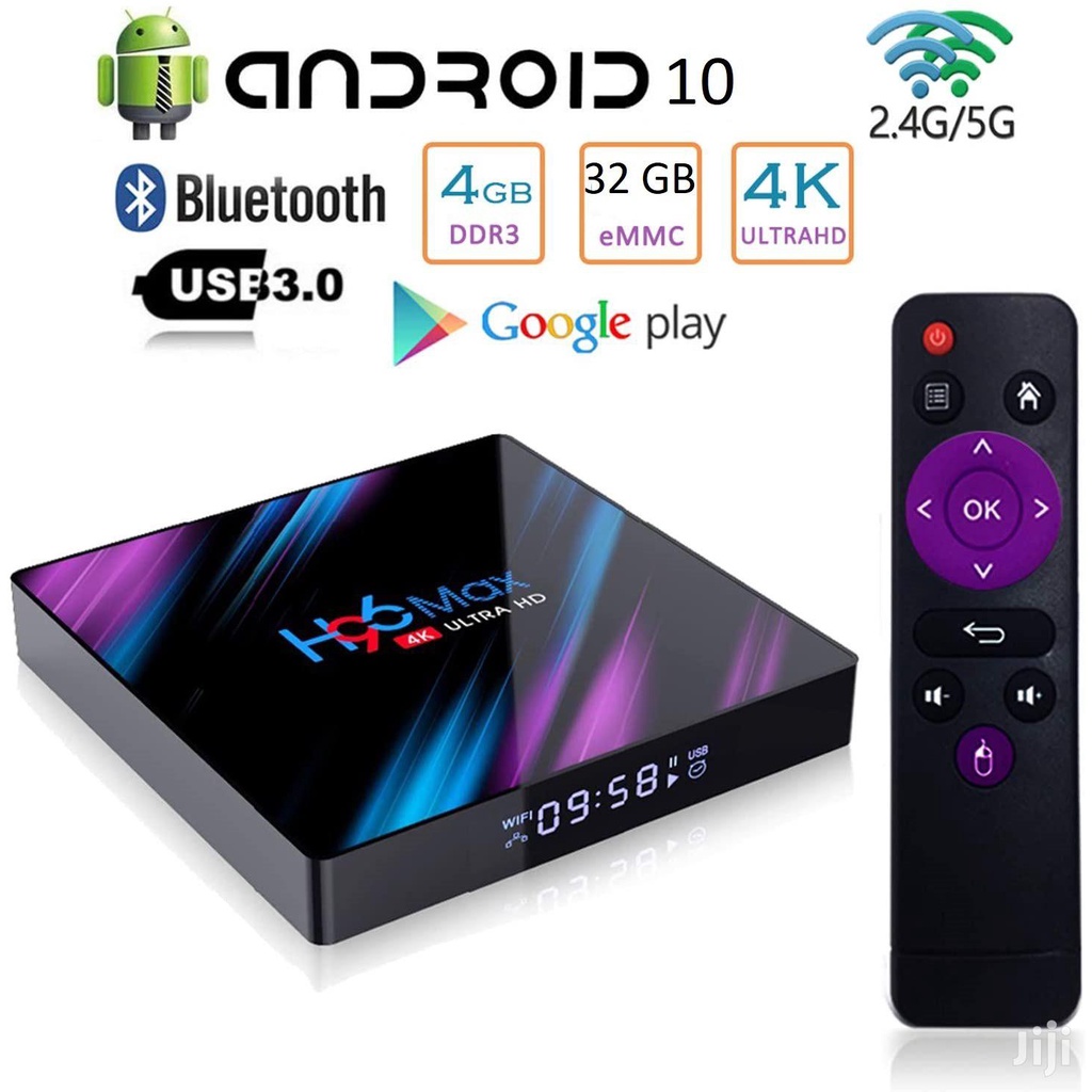 H96 Max Android 10.0 Smart TV Box RAM 4GB ROM 32GB RK3318 Chipset Resolusi 4K Jernih Quad Core Dual 