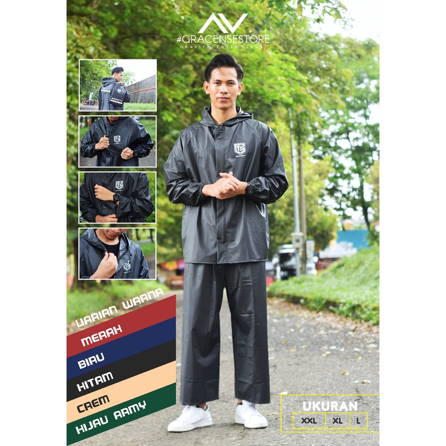 JAS HUJAN ANTI REMBES MANTEL TERBAIK SETELAN JAKET CELANA UNISEX NO BOCOR BOCOR By Gravity Raincoat