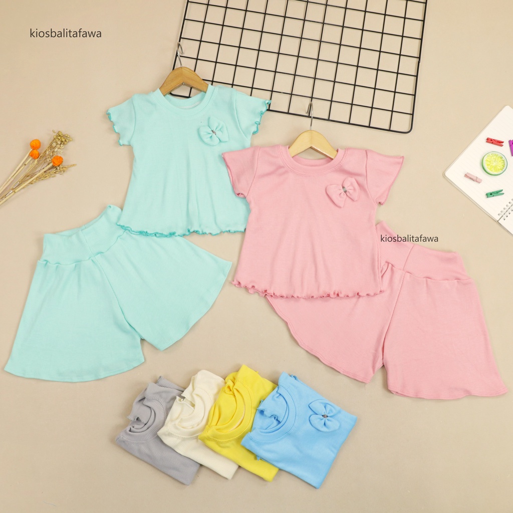 [KNIT] Setelan Melon uk 1-3 Tahun / Cotton Rib Set Anak Perempuan Baju Anak Cewek Polos Katun Importn Stel Babycinnamon