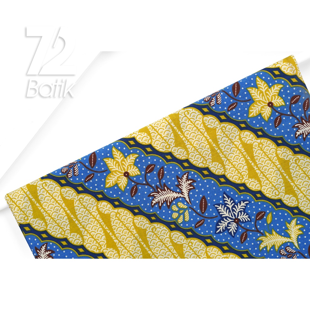 KAIN BATIK KATUN Premium Motif Daun Parang Warna Biru 722989 Cap 72IL Jarik Jarit Samping Kebat Panjang Batik Katun Modern Premium Bahan Seragam Batik Pernikahan Kantor Keluarga Murah Kamen Jadi Batik Bali Lembaran