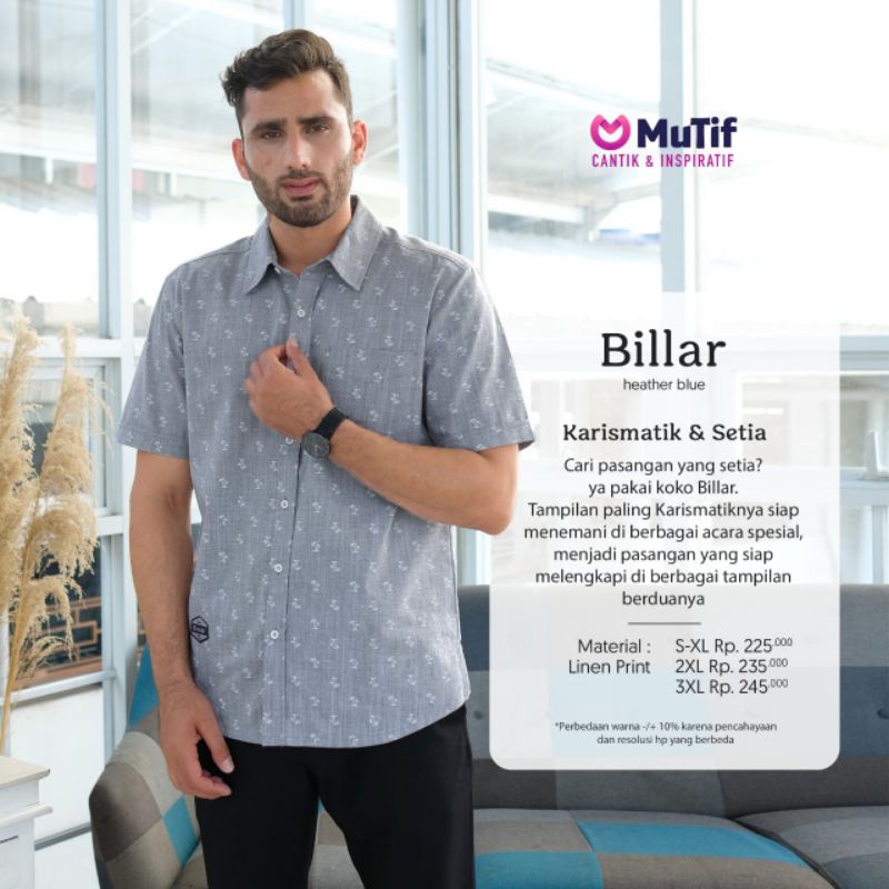 MuTif 100% ORI | Billar Heather Blue | Billar Dapple Grey | Mutif Man | Catton Premium