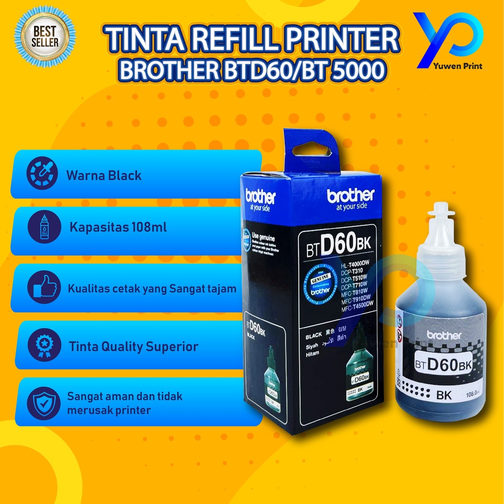 Tinta Brother BTD60 Black For Printer DCP T310 T510W T710W T810W