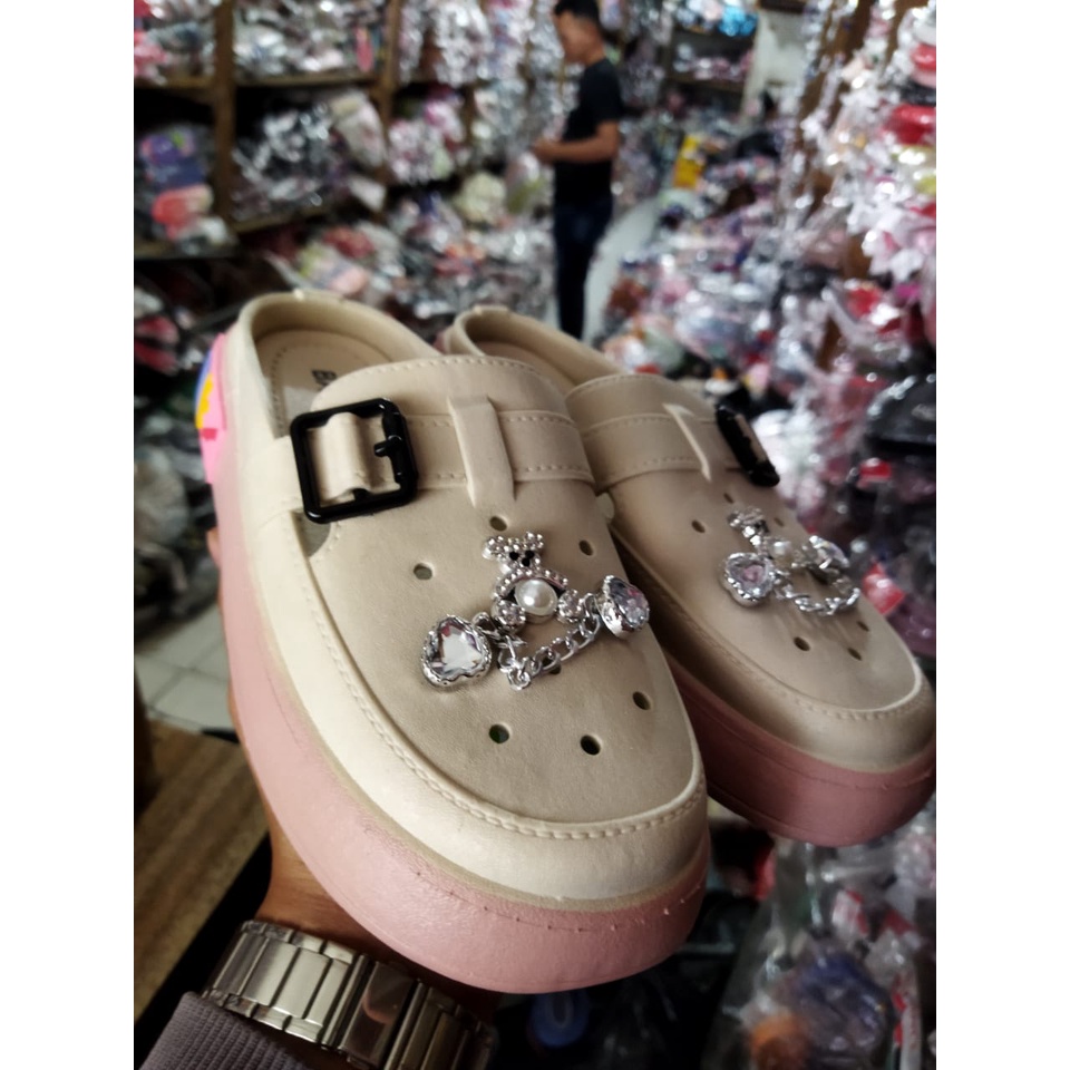 Sepatu sandal wanita karet jelly variasi hiasan Balance 039-3L (30-41) Sandal wanita korean style import