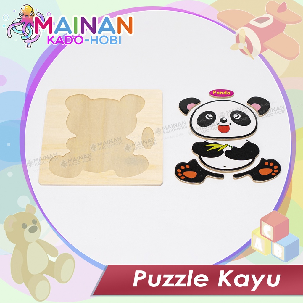 MAINAN KADO PUZZLE KAYU PREMIUM EDUKASI ANAK KARAKTER HEWAN PANDA