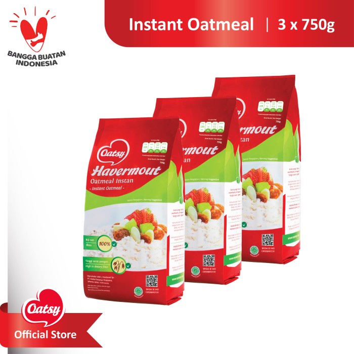 

✿ BISA COD✿ OATSY Instant Oatmeal 750g (Triple Pack)