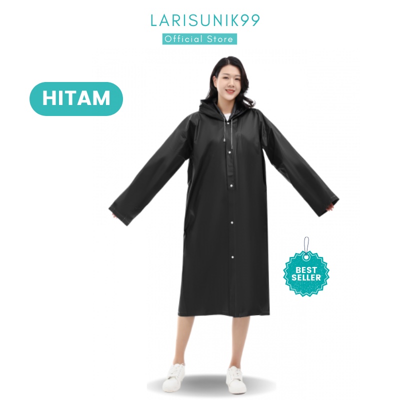 Jas Hujan Mantel Eva Raincoat Unisex Pria Wanita Poncho Ponco Lengan Jas Hujan Mantel Gamis Motor Terusan Transparan Korea Ringan Light Weight Hoodie Kancing Depan Pakaian Anti Air Import Premium Original