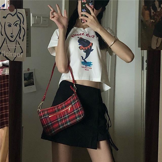 Suhao Setelan Jas Dua Potong Wanita Musim Panas Siswa Baru Gaya Korea Chic T-shirt Pendek Top + Anti-Light Strapping celana Pendek Hakama