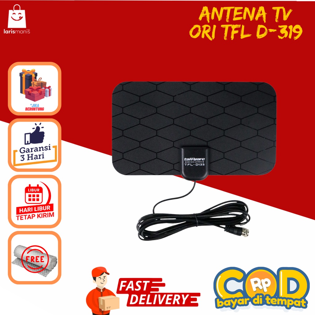 TAFFWARE TFL-D139 ANTENA TV DIGITAL DVB-T2 4K HIGH GAIN 25DB INDOOR Ori 100% Taffware Antena TV Televisi Digital Indoor Outdoor Antena Indoor Antena Outdoor Antena Jaringan Antena Siap Pakai Antena Luar Televisi Digital