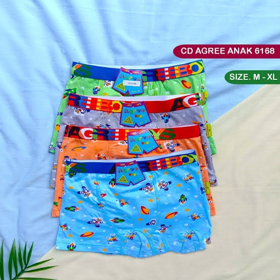 3 Pcs Celana Dalam Agree 6168 - CD Boxer Anak Laki laki - Full Print Warna