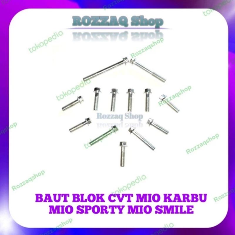1 SET BAUT BLOK MESIN CVT MIO SPORTY MIO LAMA BAUT BLOK MESIN MIO KARBU BAUT BLOK MESIN YAMAHA MIO 13 BAUT