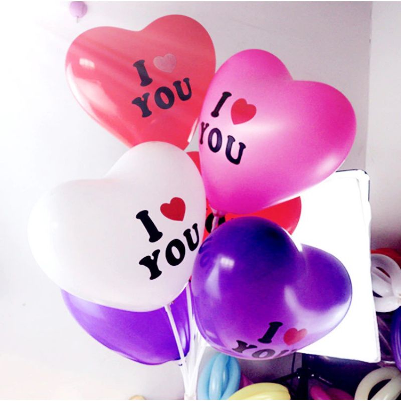 Balon LOVE / Balon Bentuk  Cinta / Balon Motif Dekorasi Pesta isi 40 pcs