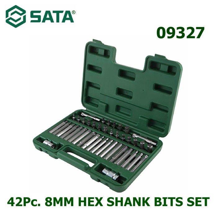 SATA 09327 Mata Obeng Hex & Bintang 42 Pcs 8 mm Hex Shank Bits Set