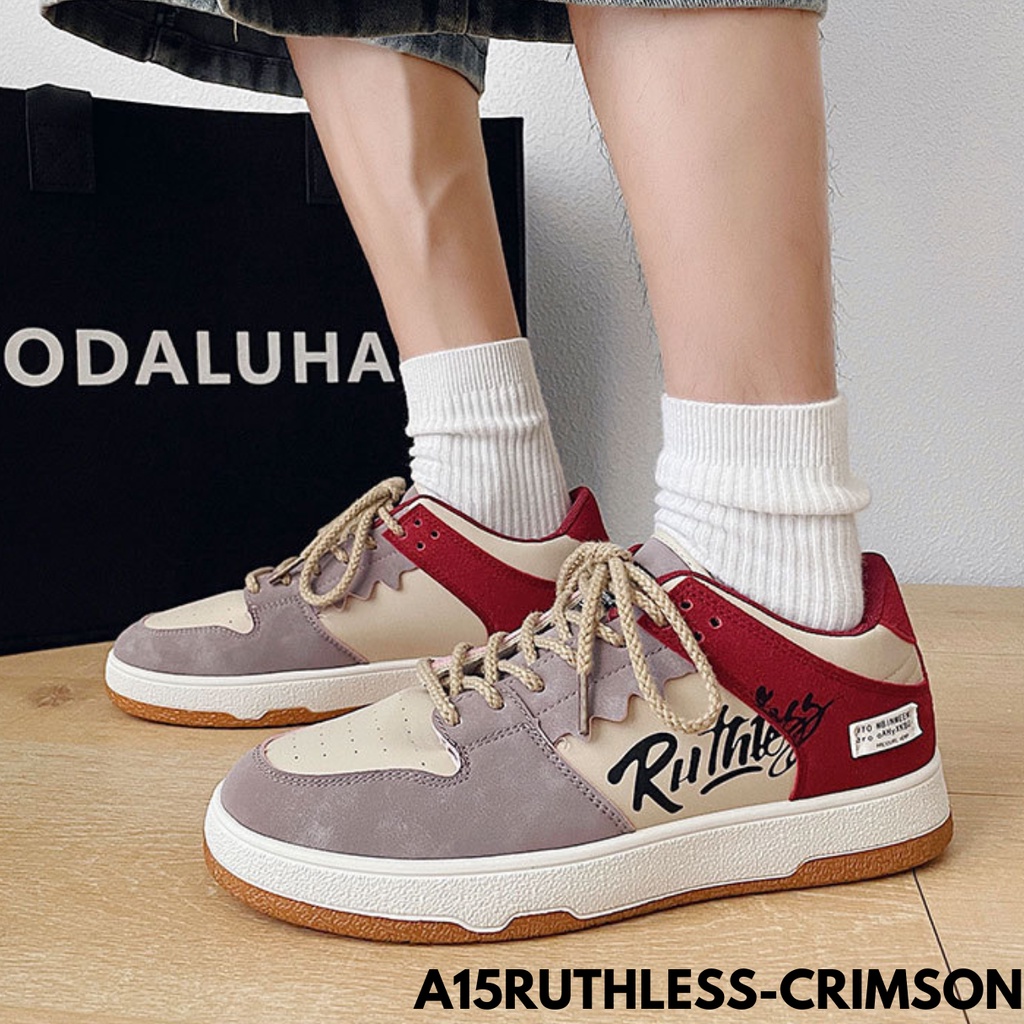 SEPATU SNEAKERS PRIA BERTALI KAMBINASI WARNA CAKEP KEKINIAN BAHAN PU BERKUALITAS IMPORT A15RUTHLESS