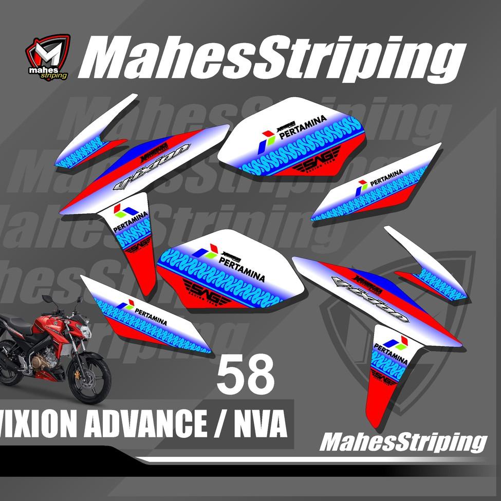 Sticker Striping Lis Variasi Vixion 2015 2016 New Advance NVA Desain MS-58 Mandalika SAG Pertamina {