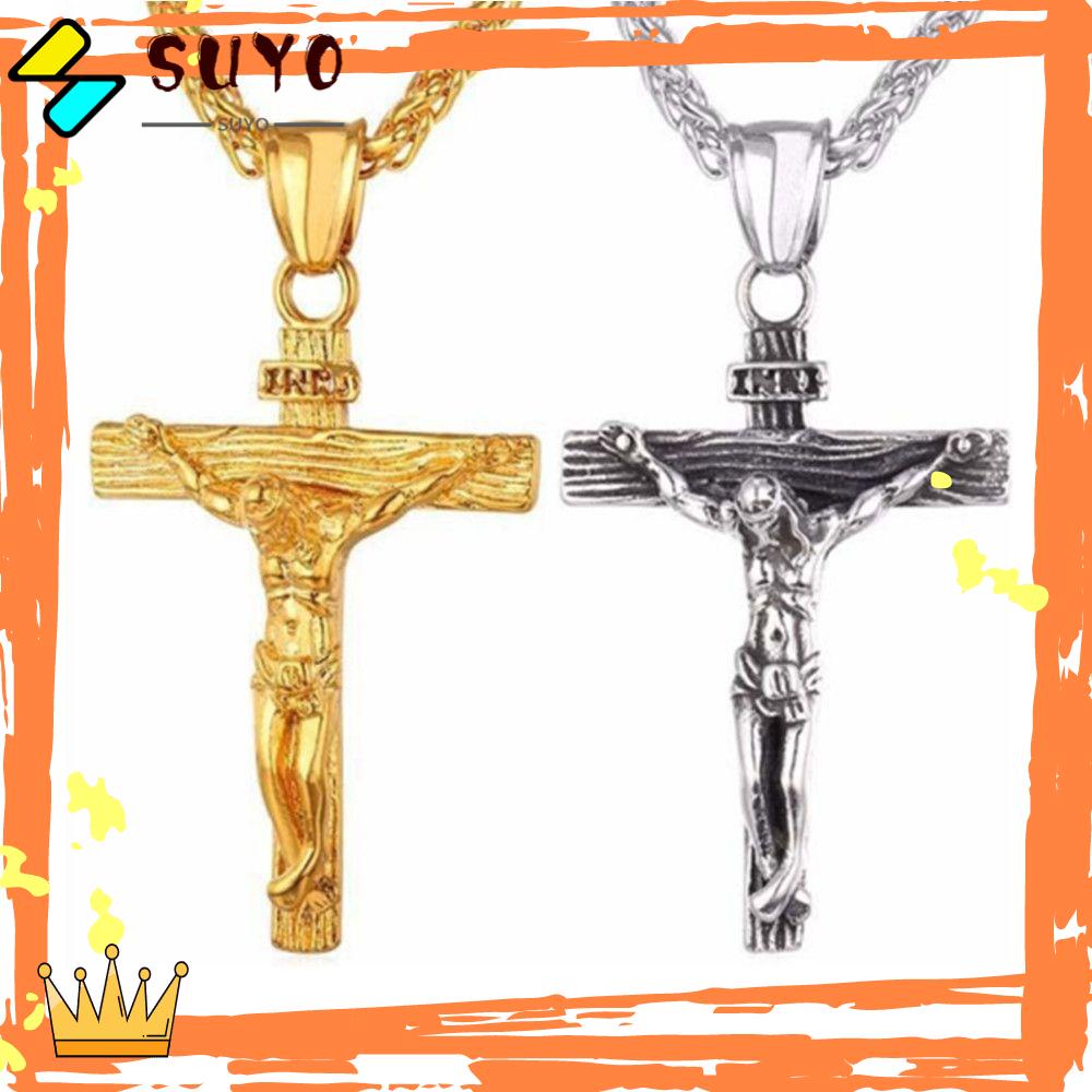 Suyo Kalung Liontin Salib Pria Wanita 316L Anti Karat Retro Christian Jewelry