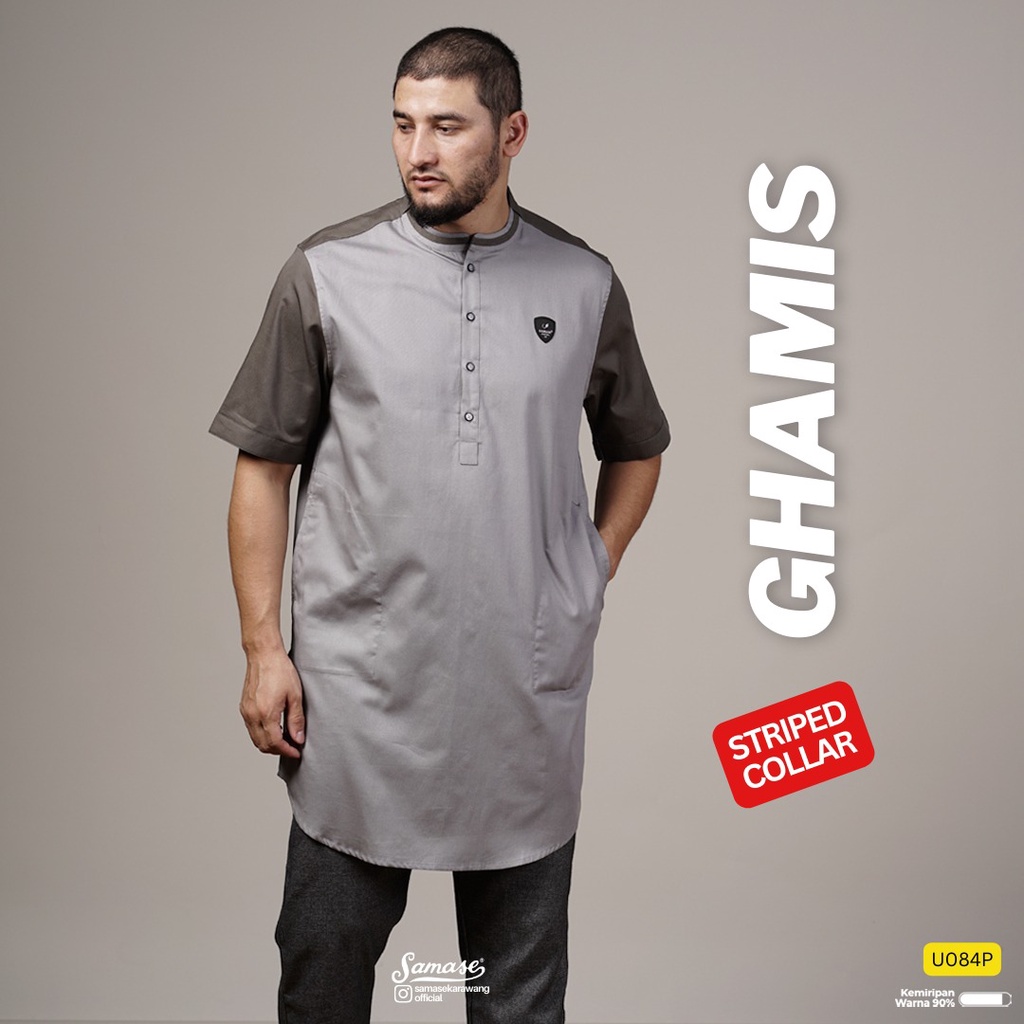 SAMASE Ghamis gamis U084P Baju Koko Muslim Pria Dewasa Lengan Pendek