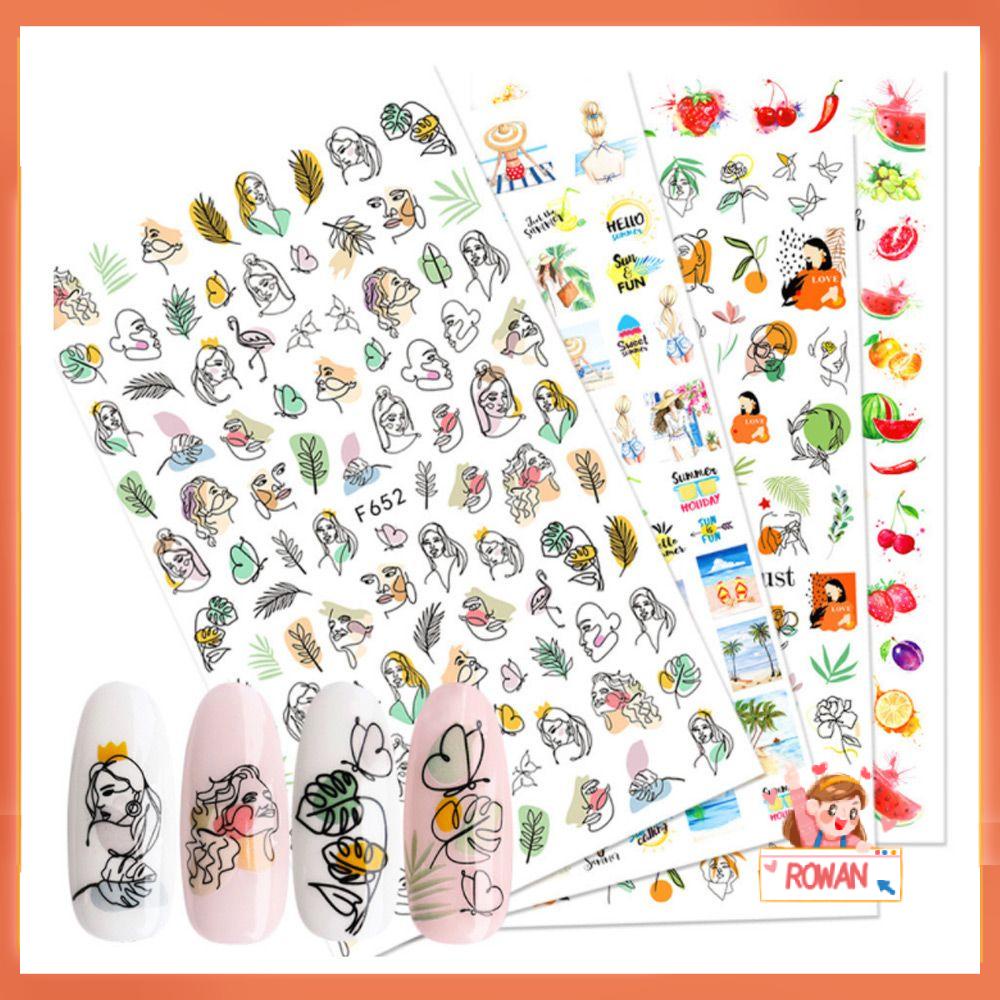 R-flower 3D Stiker Kuku Fashion Nail Art Decal Musim Panas Buah Buahan DIY Kuku