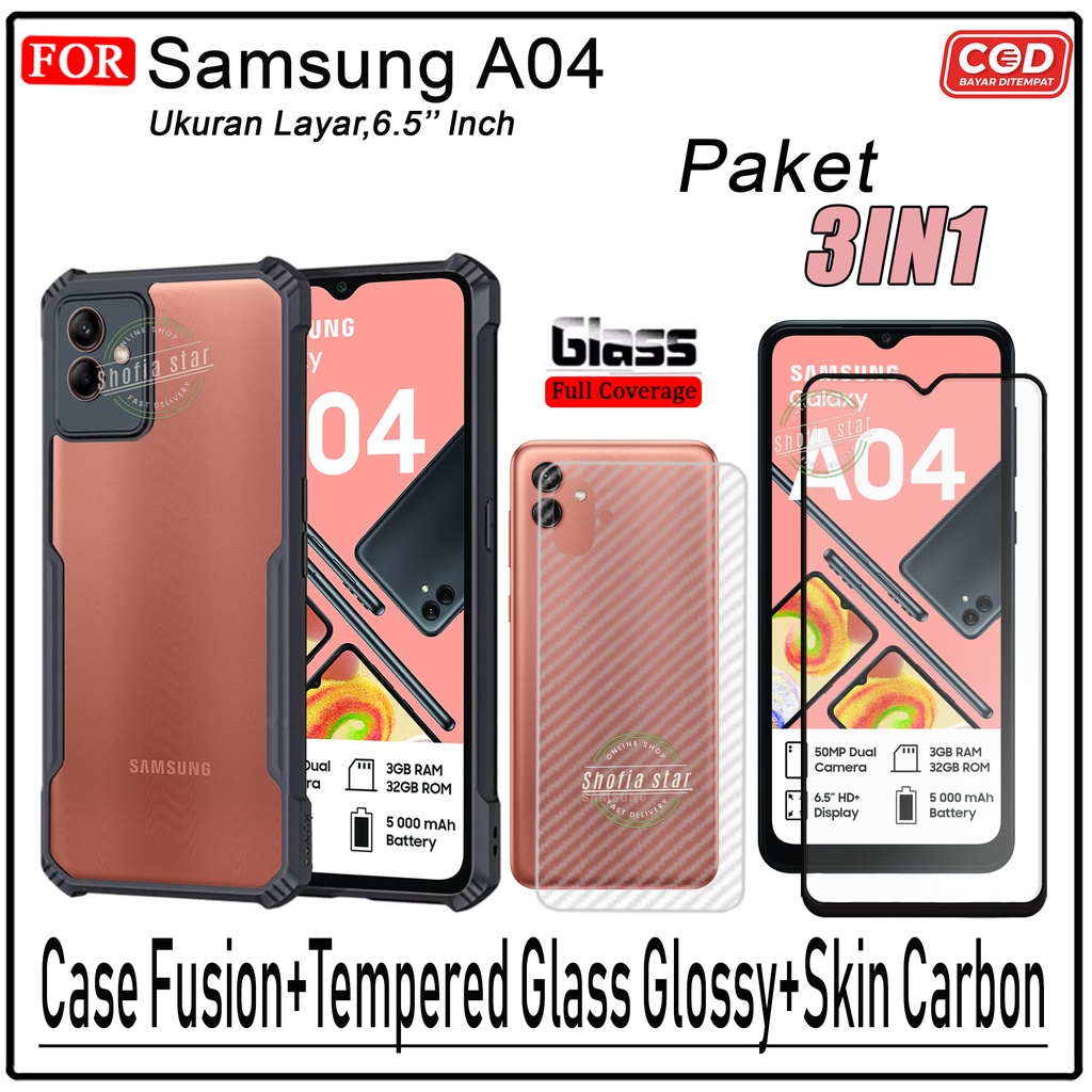 Promo 3in1 Case Samsung A04 A04s A04e A13 4G M12 A22 4G A52s A52 A23 5G A53 5G Softcase Fusion Shockproof Transparan Protect Casing