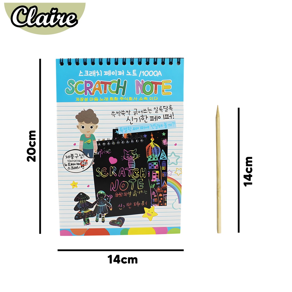 Scratch note /Buku Magic Warna Colourful /mainan Black Cardboard edukasi