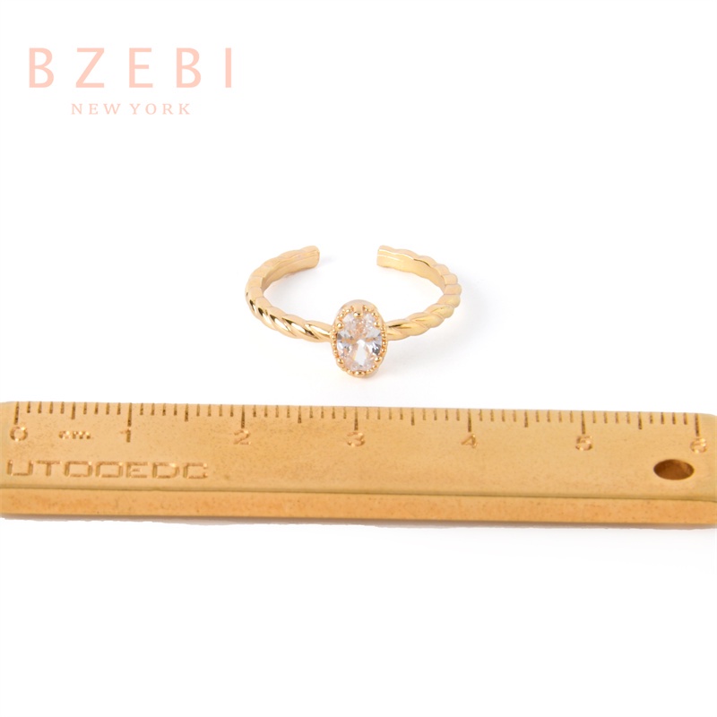 Bzebi Cincin Emas Berlian 18k, Cincin Terbuka Dapat Disesuaikan, Anti Karat, Gaya Korea, Aksesoris Fashion Wanita, Aksesoris Sehari-Hari, Perhiasan Premium, Hadiah Ulang Tahun Dengan Box 833r