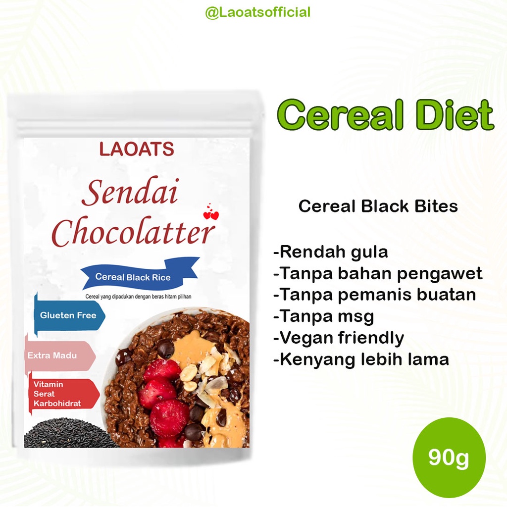 

Sereal Diet Pelangsing Penurun Berat Badan Rolled Oat Almond Milk Chia Seed Oatmeal Rendah Gula Beras Hitam Sendai Chocolatter Laoats (90g)