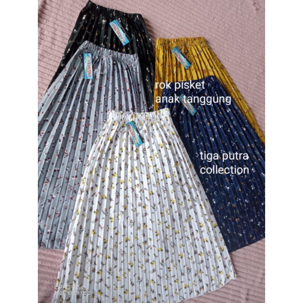 Rok plisket anak trendy pompom motif bunga Melati / rok anak motif bunga Melati 5-12 tahun M L XL XXL / Murah cod / rok anak perempuan /