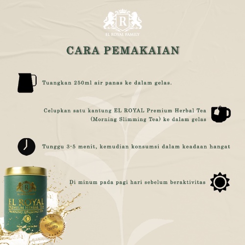 EL ROYAL PREMIUM HERBAL TEA MORNING &amp; NIGHT TEH HERBAL 1 PAKET - BPOM FREE SISIR SAKU TEH PELANGSING