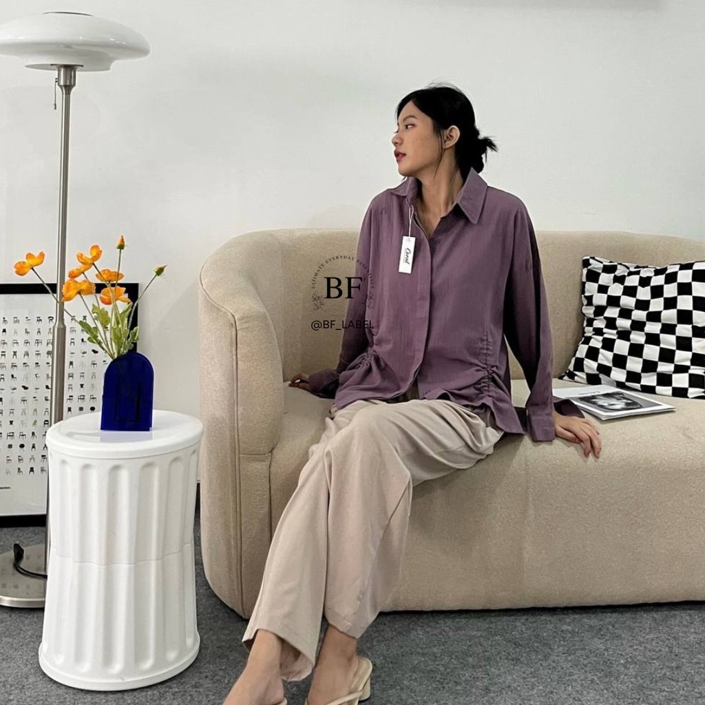 Evolet Shirt 2033 | Kemeja Serut Wanita | Kemeja Linen Crinkle by @bf_label
