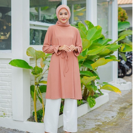 Tunik Wanita Pinggang Tali | Tunik Muslimah Polos Premium | Taasya Tunik