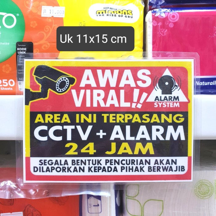 STIKER KAMERA CCTV / Sticker Area Pengawasan Kamera 24 Jam Alarm Viral