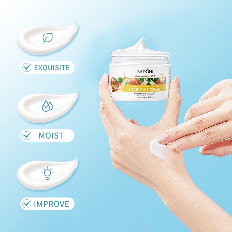 SADOER Snail Moisturizing Face Cream Whitening Acne Treatment Nicotinamide Hyaluronic Acid Face Cream