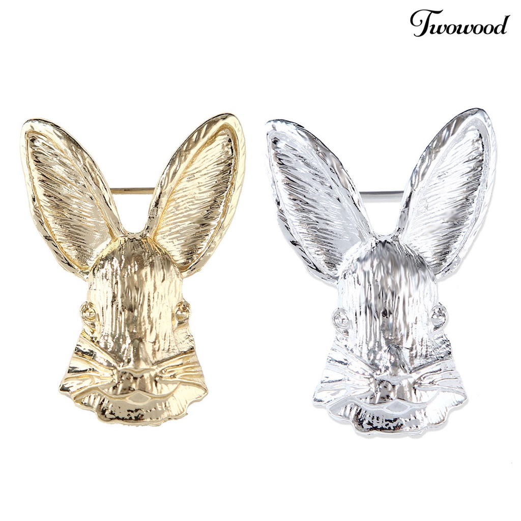 Twowood Rabbit Bros Vintage Meriah Kartun Serba Guna Bright Luster Hias Hadiah Wanita Bunny Animal Badge Suit Pin Paskah Dekorasi Untuk Artistik