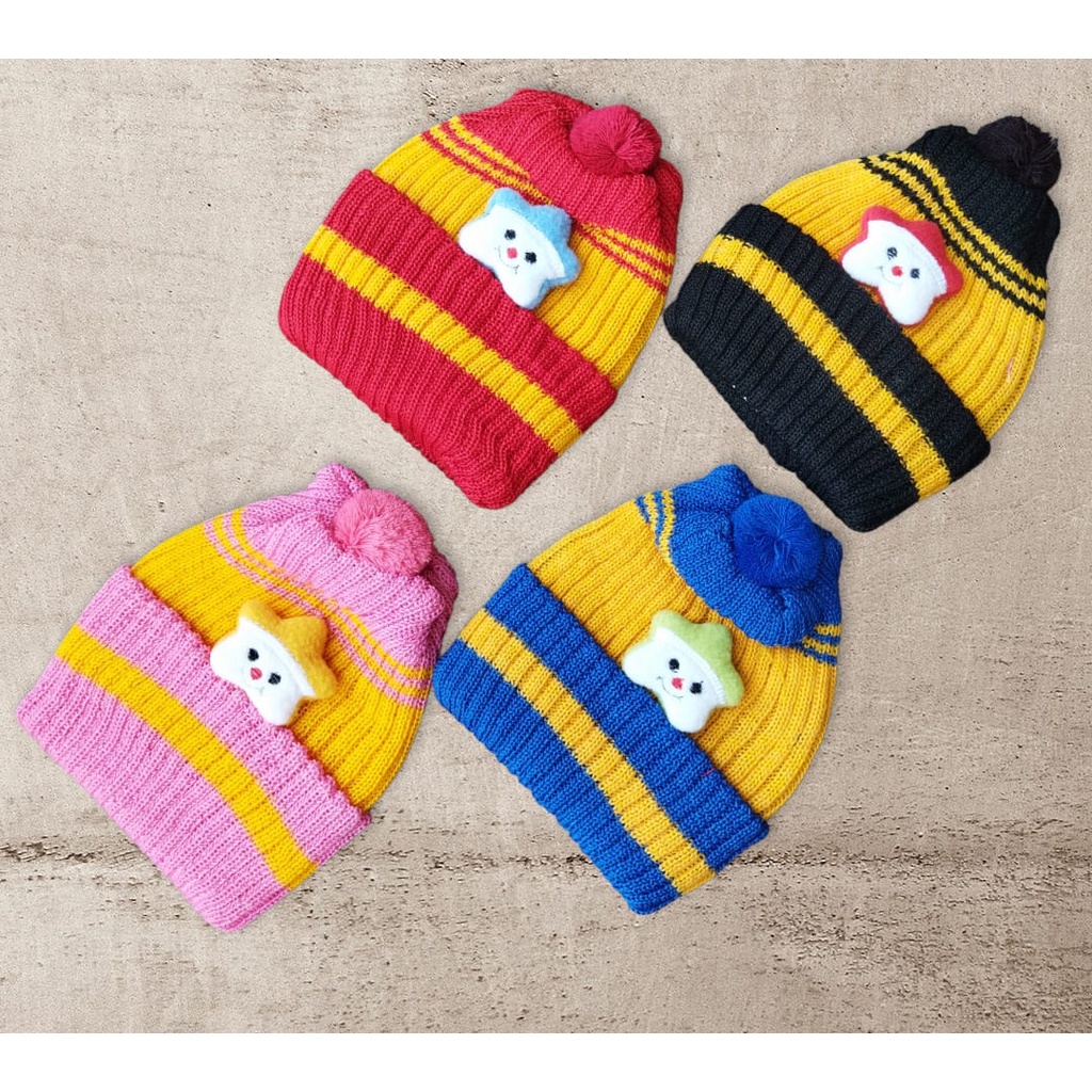 Topi Kupluk Rajut BOBOKO Halus Premium Kupluk Bayi Baru Lahir Boneka Bintang, Kucing