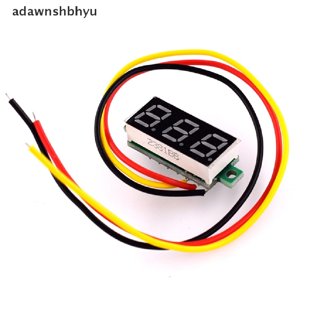 Adawnshbhyu Ultra Kecil Hijau Digital DC 0.28 Inch Ultra Kecil Digital DC Voltage Meter LED Voltage Display Tampilan Digital Yang Dapat Disesuaikan Tiga Kabel DC0-100V Voltmeter ID