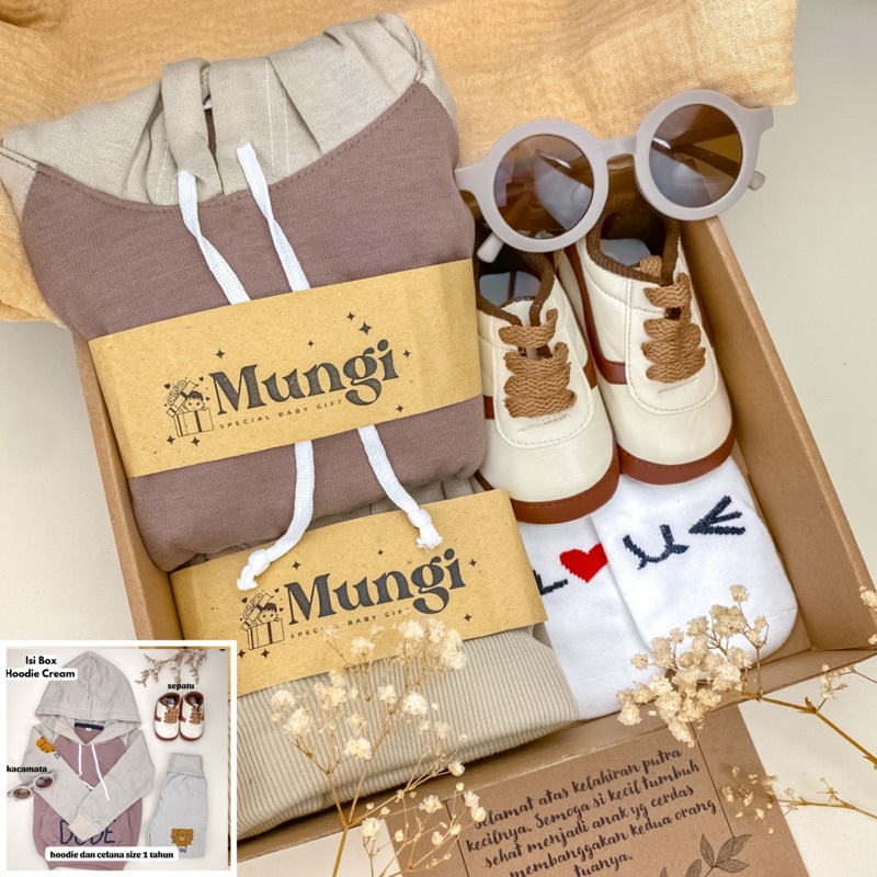 Hoodie Hampers Kado Lahiran Bayi / Hampers bayi / Baju Bayi Laki Laki Newborn / Mungi Baby Gift  Set /Atasan Bawahan Bayi